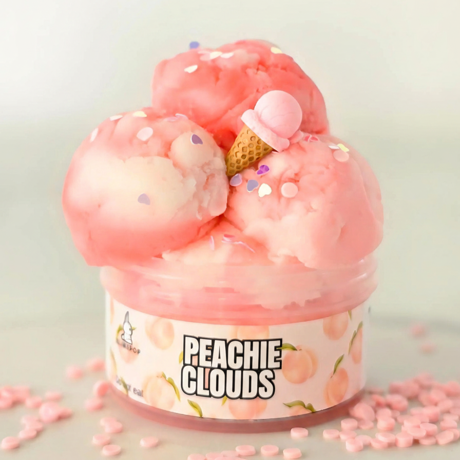 peach cloud slime-'Peachie Clouds' slime container on a light background

