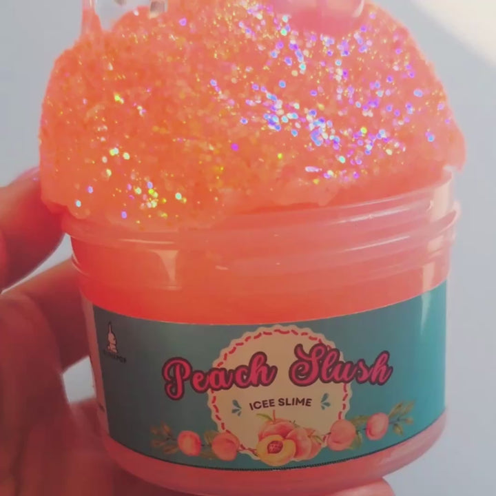 video showing peach slush icee slime by slimpepop